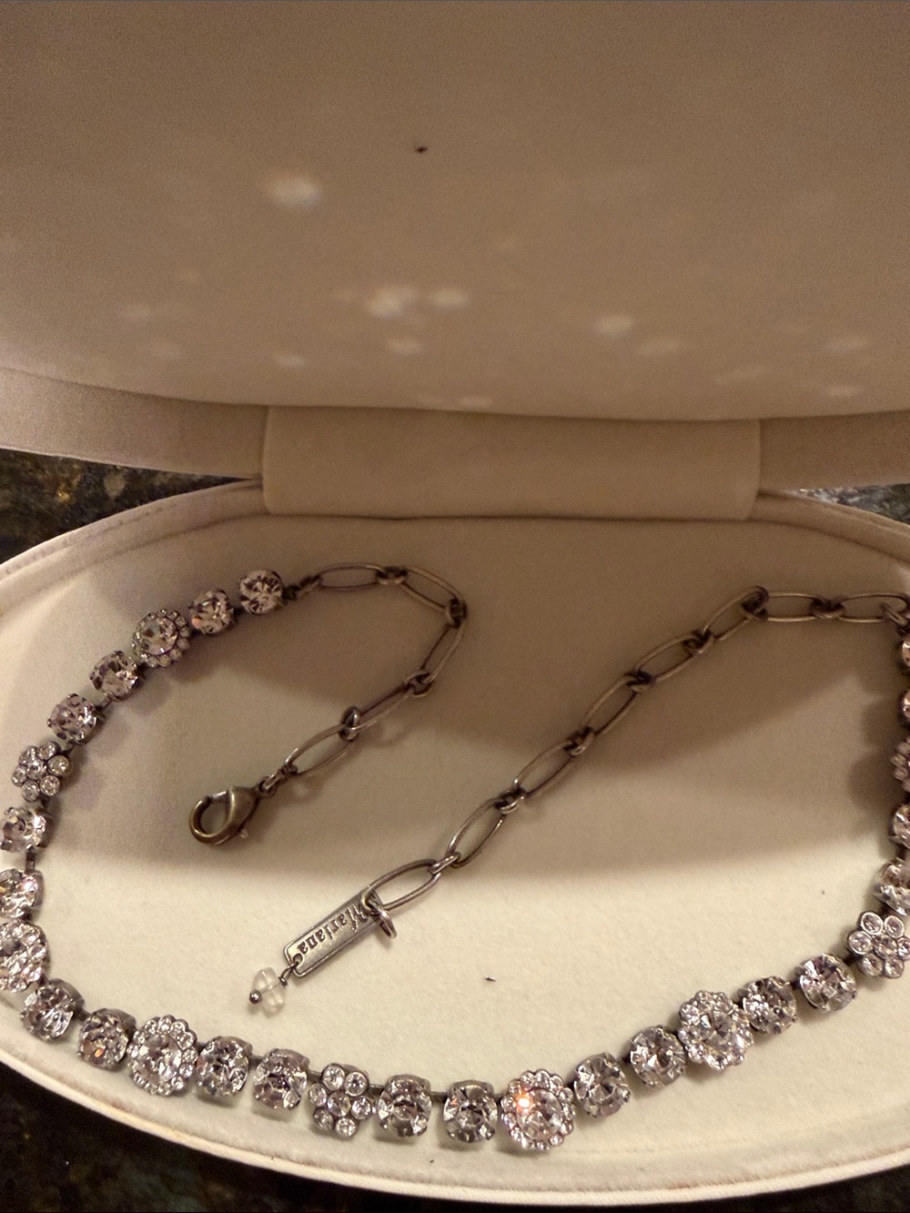 Mariana Silver-Tone Clear Crystal Floral Tennis Necklace - Picture 2 of 4